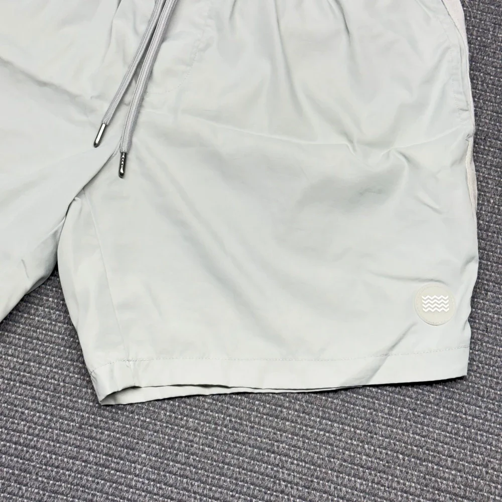 Topman Mens Swim Shorts Sage Green Side Stripe Drawstring Trunks‎ Size S/M